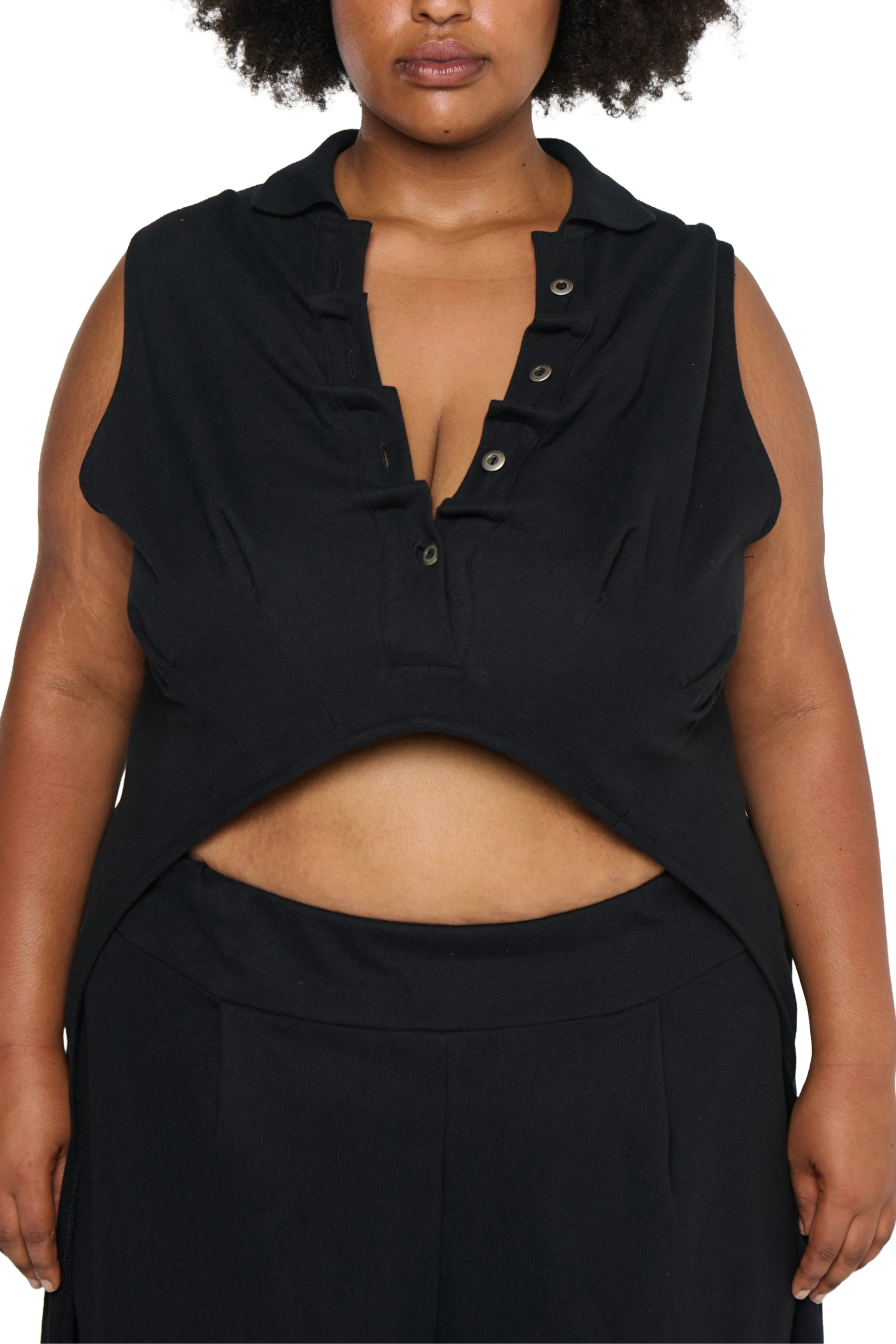 Backless Polo Shirt - Black - Image 6
