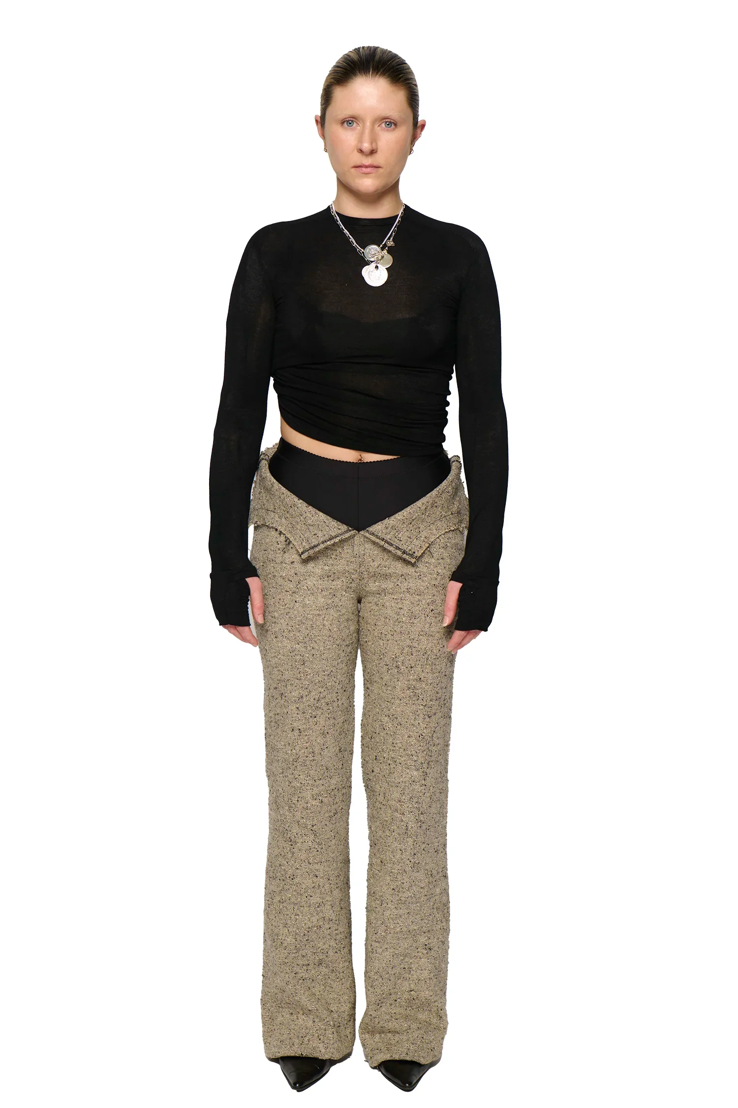 Phoebe Tweed Suit Pant - Beige - Image 5