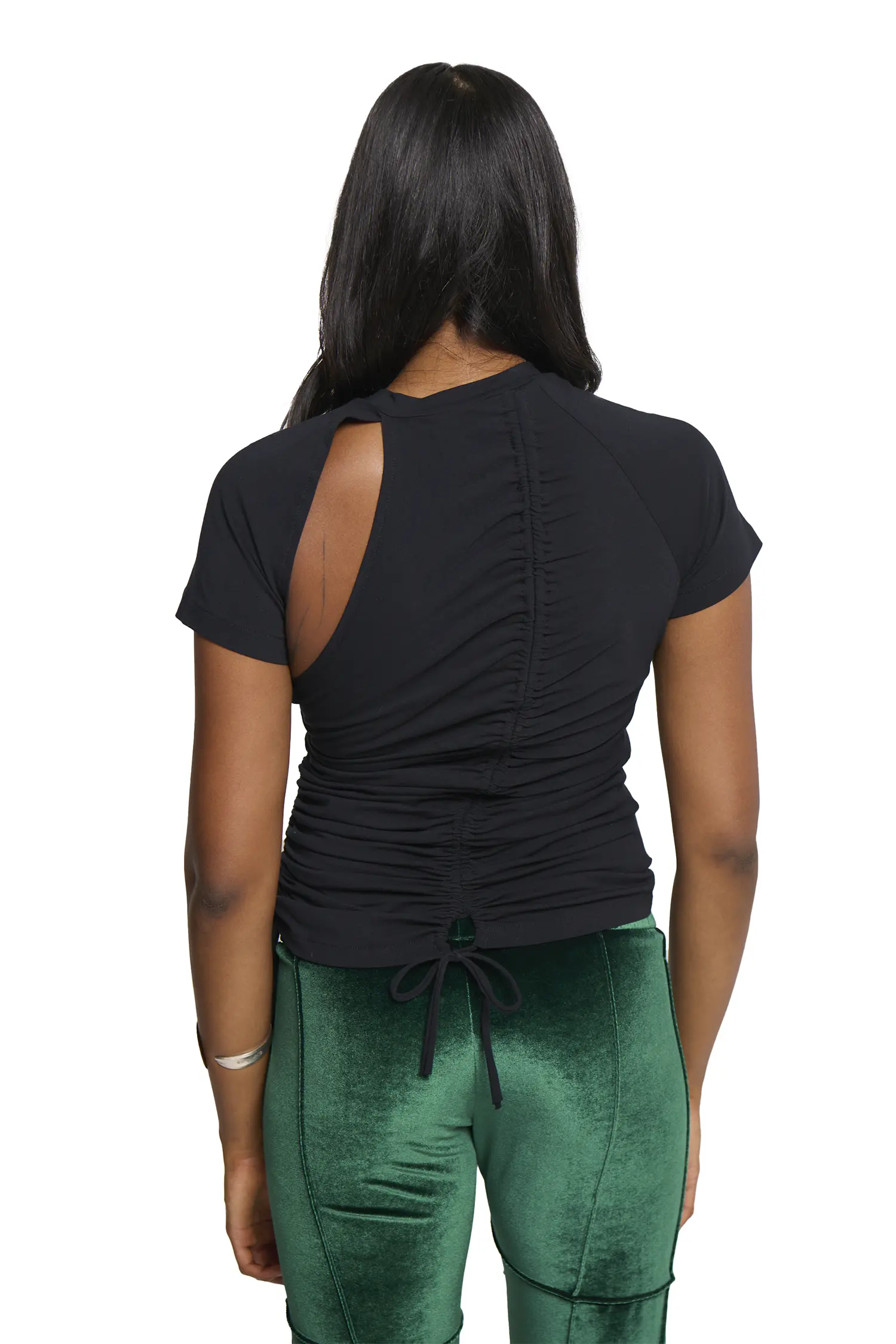 Ruched Short Sleeve - Black - Image 6