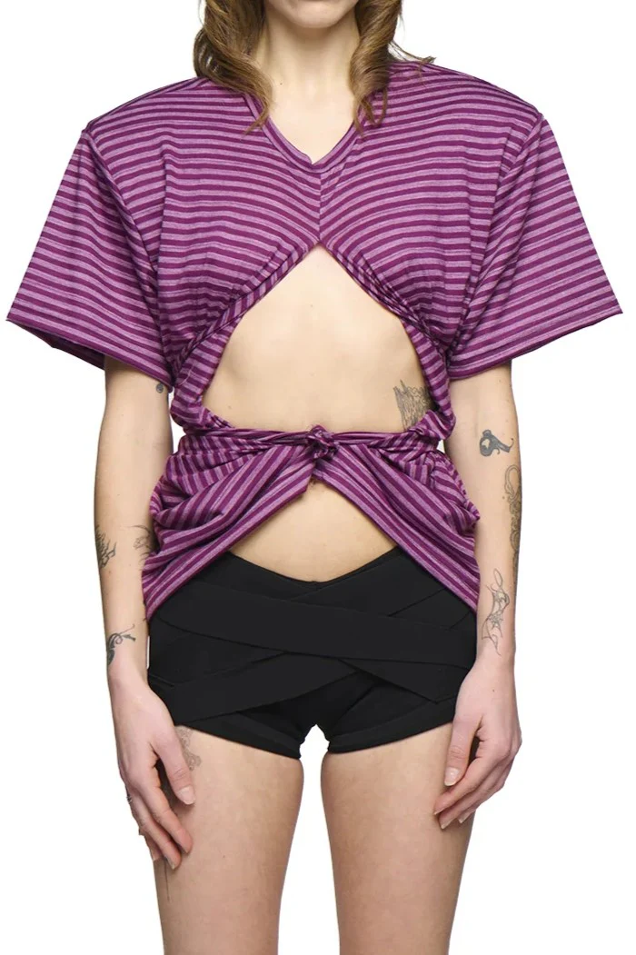 Scrunch T-Shirt - Purple Stripe - Image 3